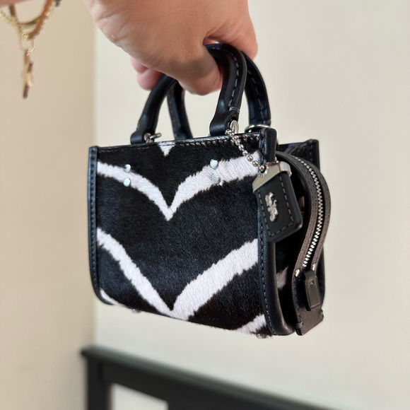 NWT Coach Rogue Bag 12 In Haircalf With Zebra Print (Micro Bag) - Picture 4 of 11